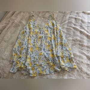 Lane Bryant Layered Floral Blouse - Blue and Yellow